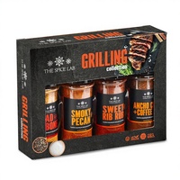 Coffret Cadeau d'Épices et Assaisonnements pour Grillades Spice Lab - 4 Assaisonnements BBQ Casher Sans OGM Fabriqué aux États-Unis Lavage à la Main Uniquement Pour Hommes, Pères, Fête des Pères