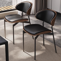 Chaise de salle à manger en métal, meubles de luxe en bois pour la maison, chaises de restaurant modernes en cuir nordique, ensemble pour table à manger