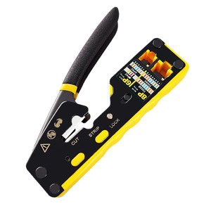 Pinza de crimpado profesional 8P 23 AWG de acero de grado industrial con mango de agarre suave y diseño de entrada frontal - Product Image 1
