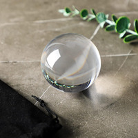 Sphère en cristal acrylique transparent de 100mm avec support en bois Boule de cristal de guérison pour la méditation, décoration de la maison Différentes tailles