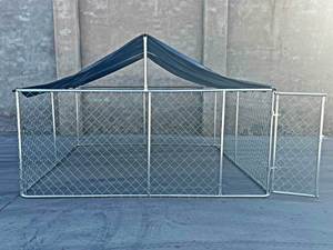 คอกสุนัขกลางแจ้งแบบมีหลังคา  โครงเหล็กชุบสังกะสีอย่างดี ทนทานต่อทุกสภาพอากาศ ขนาดใหญ่ ปลอดภัย สำหรับสุนัขเล่นหรืออยู่อาศัย - Product Image 5