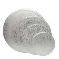 Plateau de base pour gâteau commercial en carton ondulé de qualité alimentaire, résistant à l'huile, motif petites roses argentées de luxe avec feuille d'or, 12 mm, vente en gros