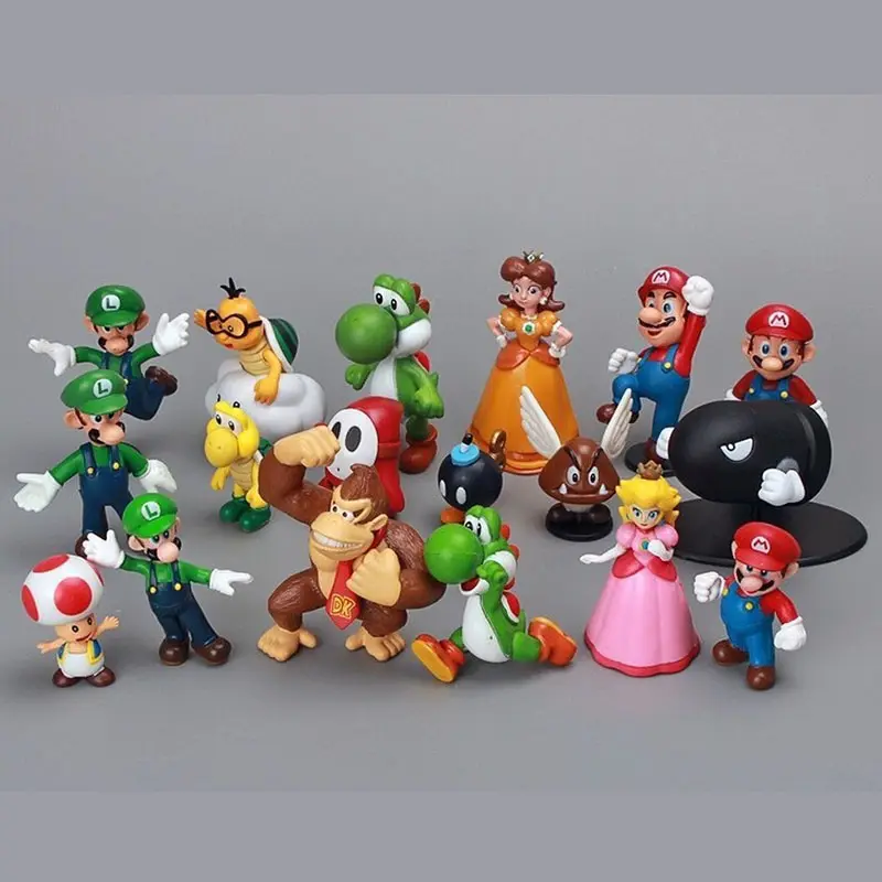 Mini 3-6cm 18 pièces/ensemble jeu de gros Super Mario Bros Mario jouet Mini figurines Mario PVC figurine