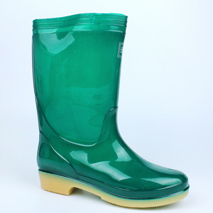 Botas de lluvia para mujer hasta media pantorrilla, color verde sólido, antideslizantes, de tacón bajo, impermeables, para lavado de autos y uso en exteriores - Product Image 2