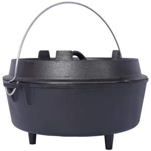 Marmite en fonte pré-assaisonnée Db avec couvercle pour cuisson au camping, au foyer et en extérieur, pot profond de 12 pouces, pour cuisson et ragoûts - Product Image 5
