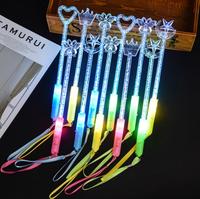 Baguette lumineuse Flash Led étoile coeur lune bâtons lumineux princesse Rave fête faveur acrylique bulle magicien baguette pour néon Concert noël