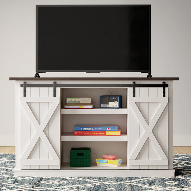 Luxurious Media Control Console, White TV Stand, Wall-mounted Light-emitting Diode TV Unit, Cabinet, Wooden Floor