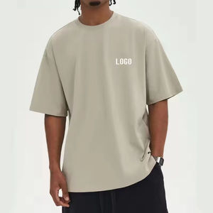 Custom Logo <b>Tshirts</b> 100% Cotton 220 GSM Tee Thick Heavyweight Oversize Drop Shoulder Fit Blank T Shirts for Men - Product Image 1