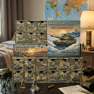 Boîte de calendrier de l'avent de Noël camouflage avec logo personnalisé, 24 tiroirs, boîte cadeau en carton pour jouets, véhicules, cadeaux pour hommes, emballage en vrac - Product Image 2