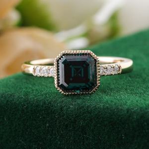 Anillos de Compromiso de Moda Chapados en Oro de 18k con Moissanita para Chicas, Anillos Vintage con Corte Asscher, Personalizables, Regalo de Aniversario - Product Image 3