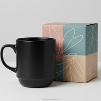 Mug à café en céramique noir mat, logo personnalisé, empilable, en grès, tasse à thé au lait pour le bureau et les cadeaux d'affaires