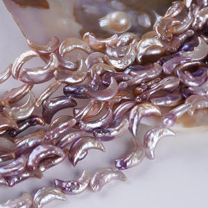 Collar de Perlas Naturales de Agua Dulce Irregulares, Forma de Luna, Orificio Recto, Semi-Acabado para Joyería DIY - Color Blanco - Product Image 1