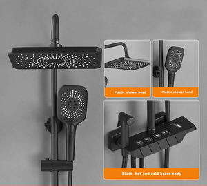 Ensemble de douche de pluie thermostatique moderne mitigeur bain-douche pommeau de douche robinet de pluie robinet de salle de bain mural douche - Product Image 5