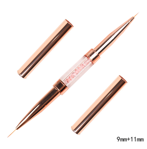 แปรงไลเนอร์สำหรับตกแต่งเล็บแบบสองหัว ด้ามจับสีโรสโกลด์ ขนไนลอนสังเคราะห์ สำหรับวาดเส้นเล็กๆ สำหรับงานศิลปะบนเล็บและงานฝีมือทำเล็บ - Product Image 3