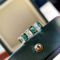 Conception personnalisée bijoux vert fausse fête 925 argent diamant cz bague