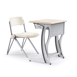 Muebles Escolares de Diseño Moderno y Ergonómico, Conjunto de Escritorio de Aleación de Aluminio de Doble Asiento y Silla de Plástico PP para Universidad - Product Image 4