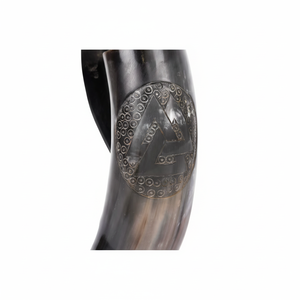 Mug Viking en cuivre artisanal écologique poli, style Art déco, avec base en bois pour Halloween et anniversaire - Product Image 1