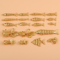 Nouveau Style plaqué or collier en acier inoxydable émail coloré coquille de poisson Animal de mer breloques en laiton pour la fabrication de bijoux pour enfants