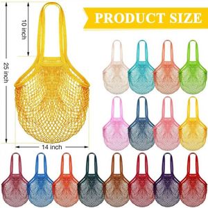 Wholesale Fashion Eco-friendly Cotton Mesh Shopping Bag-Reusable Lightweight Rainbow Color Grocery Fruit Vegetable - Product Image 5