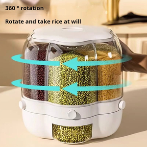Đa chức năng xoay hạt Dispenser với đo cup kín gạo lưu trữ cho nhà bếp sử dụng - Product Image 2
