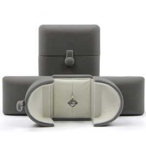 Hot Sale Modern Double-Open Velvet Jewelry Box Oval Shape for Efficient Earrings <b>Storage</b> - Product Image 5