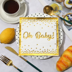 Gold Foil Lettering Paper Napkins 330mm Disposable For Anniversary Parties - Product Image 3