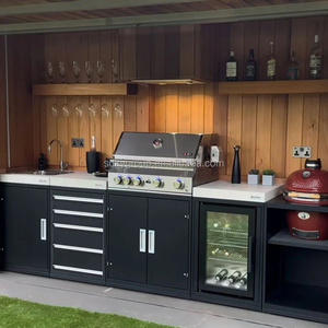 Cuisine extérieure modulaire moderne en acier inoxydable, étanche, préfabriquée, avec bar de jardin, réfrigérateur à boissons intégré et barbecue. - Product Image 6