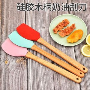 Wholesale Non-Stick Eco-Friendly Flexible Reusable <b>Silicone</b> Wood Handle Multi-Function Oven Safe <b>Baking</b> Pastry Spatula LFGB - Product Image 2