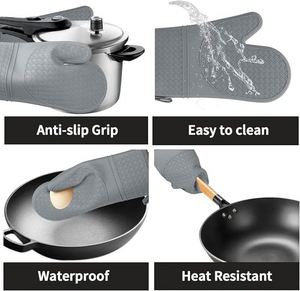 Gants de cuisine en silicone pour barbecue, sans BPA, gants de cuisson doux, résistants à la chaleur, mitaines de four en silicone - Product Image 4