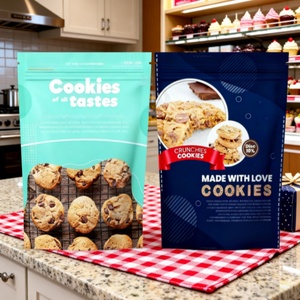 Factory Custom Printed Food Grade Sugar <b>Zip</b> Lock Cookie Nut Snack Cake 3.5g Mylar <b>Bags</b> Stand up Pouch with Clear Zipper & Window - Product Image 1