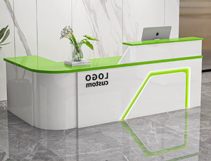 โต๊ะรับแขกทรงตัวแอลสีขาวทันสมัย พร้อมไฟ LED อะคริลิก เฟอร์นิเจอร์สำนักงานสไตล์มินิมอล รับทำโลโก้ตามสั่ง โต๊ะต้อนรับสำหรับธุรกิจ - Product Image 3