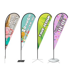 Drapeau promotionnel en forme de goutte d'eau en gros, impression sérigraphique personnalisée, <span class=keywords><strong>bannière</strong></span> en polyester tricoté avec mât en fibre de verre et alliage d'aluminium - Product Image 4