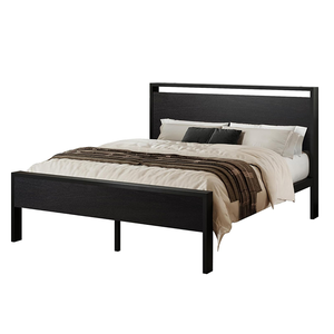 Cadre de <span class=keywords><strong>lit</strong></span> plateforme en métal pleine grandeur avec rangement sous le <span class=keywords><strong>lit</strong></span> / Pas besoin de sommier tapissier / Silencieux / Montage facile, Noir - Product Image 1