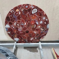 Grande dalle de pierre précieuse ambre d'agate rouge translucide de conception moderne polie avec la capacité de solution de conception graphique