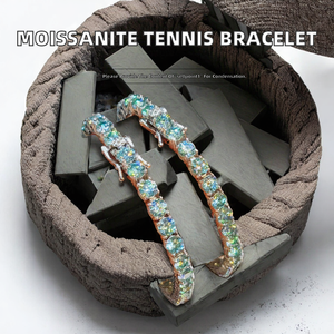 Fashion 2mm-6mm VVS Moissanite Tennis Bracelet Luxury Womens <b>Men</b> Rhodium Plated 925 Sterling Silver Lab Grown Jewelry - Product Image 2