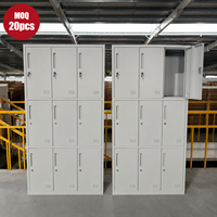 Casier en acier moderne OEM ODM personnalisé à 9 portes, structure KD, armoire de rangement métallique thermolaquée pour appartement, auberge, salle du personnel
