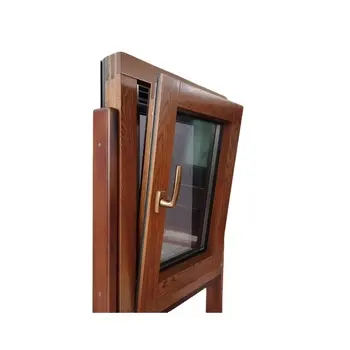 Holz verkleidete doppelt verglaste Fenster aus Aluminium, Holz und Aluminium