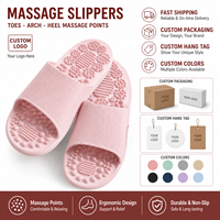 Pantoufles de massage d'hiver brodées en gros pour hommes et femmes, antidérapantes, en cuir synthétique, pour réflexologie plantaire en extérieur