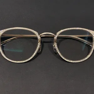 Custom Glasses Real Diamond Ice Out Glasses Steel Frame Setting Men's Diamond Sunglasses