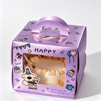 Boîte à pâtisserie en carton imprimé pour cadeaux de fêtes, boîte à gâteau d'anniversaire avec fenêtre transparente en PET et poignée portable pour desserts