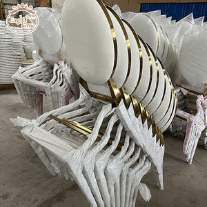Chaises de luxe en acier inoxydable doré à dossier ovale pour réception de mariage, design moderne, fête en plein air, événement de mariage, banquet - Product Image 1