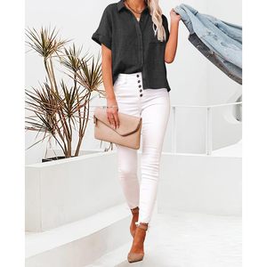 Conjunto de pantalones cortos de dos piezas de lino informal de verano para mujer 2025, ajuste holgado por encima de la rodilla, talla XS, MOQ 2 uds. - Product Image 5