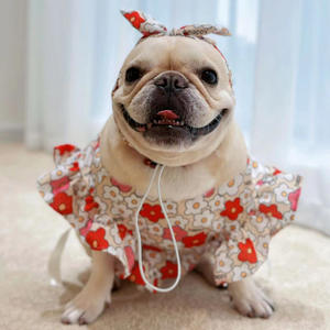 Lindo Vestido de Algodón con Estampado Floral para Perro, Ropa de Verano para Mascotas con Diadema Gratis para Bulldog Francés, Teddy, Chihuahua - Product Image 6