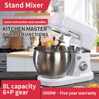 Mixer Stand Elektrik untuk Makanan, Roti, Kue, Adonan, Pengocok Telur dan Susu, Bahan Stainless Steel, Kapasitas 8L, Harga Pabrik OEM/ODM