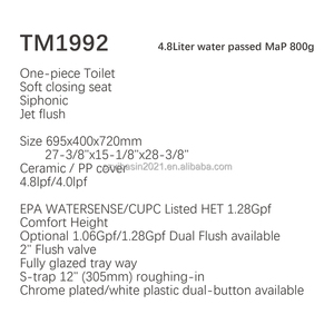 Floor Mounted USA Standard CUPC Bathroom Ceramic Siphonic Water Closet Ceramic Easy Clean One Piece <strong>Toilet</strong> Commode - Product Image 5