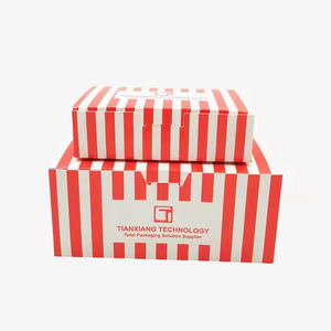 Boîtes à emporter <span class=keywords><strong>de</strong></span> <span class=keywords><strong>poulet</strong></span> frit à rayures rouges et blanches rétro avec poignée Récipient alimentaire en papier pour collations chaudes et restauration rapide - Product Image 6