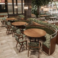 Ensemble de mobilier de restaurant tout-en-un : banquettes semi-circulaires, chaises et tables à motif feuilles tropicales – Vente en gros