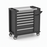 Chariot d'atelier en acier OEM ODM OBM avec 7 tiroirs, panneau latéral ouvrable, capacité de charge de 300 kg, garantie de 3 ans pour l'automobile