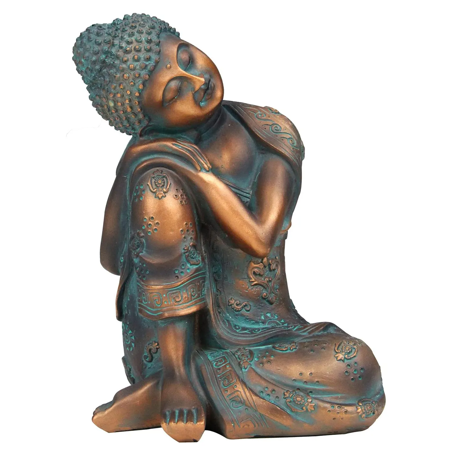 Hot Koop 9.45 "Tall Azië Stijl Antieke Boeddha Sculptuur Decor Voor Thuis Kantoor Hars Brons Slapen Boeddhabeeld