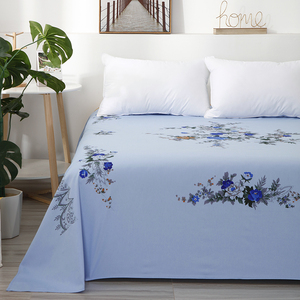 Flat <b>Sheet</b> Printed Peony Floral Design Polyester Cotton Breathable Home Use <b>Single</b> Size - Product Image 2